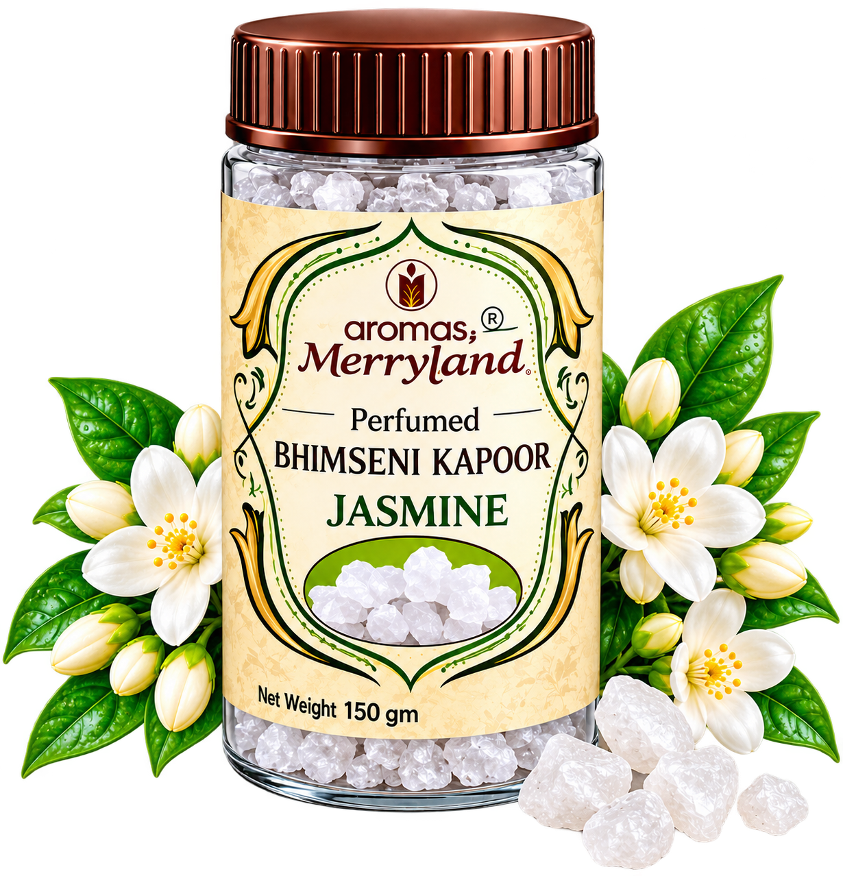 Merryland perfumed Jasmine Bhimseni kapoor jar