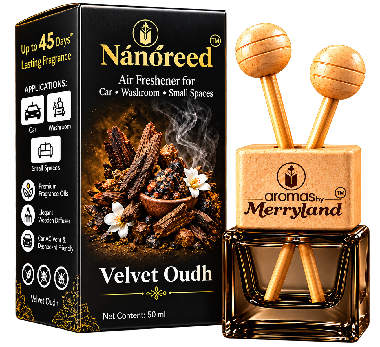 Aromas by Merryland Luxury Velvet Oudh air freshener set